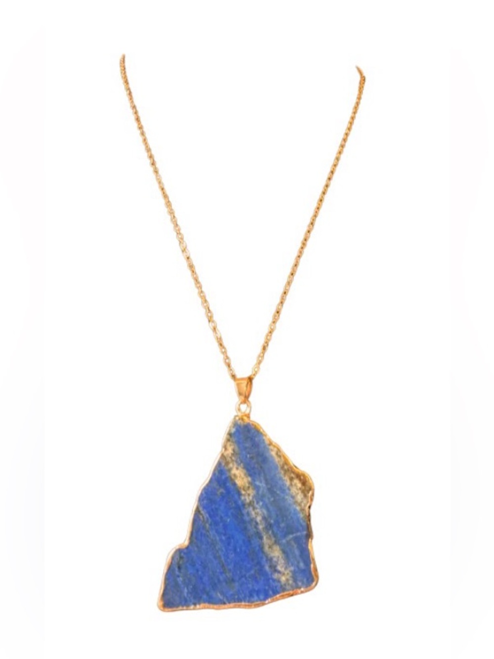 Lapis Lazuli Rough cut piece with Gold surrounding .